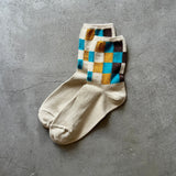 4-2016|Organic Cotton Block Pattern Socks