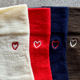 4-4034|Wool Rubber-Free Embroidered Heart Socks