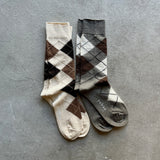 Organic Cotton Alpaca Yak Argyle Socks | 7-5016