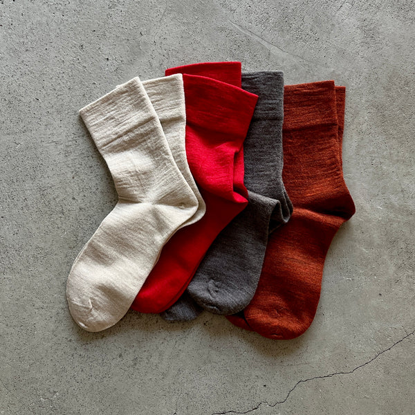 4-4019｜Wool Rubber Free Plain Socks