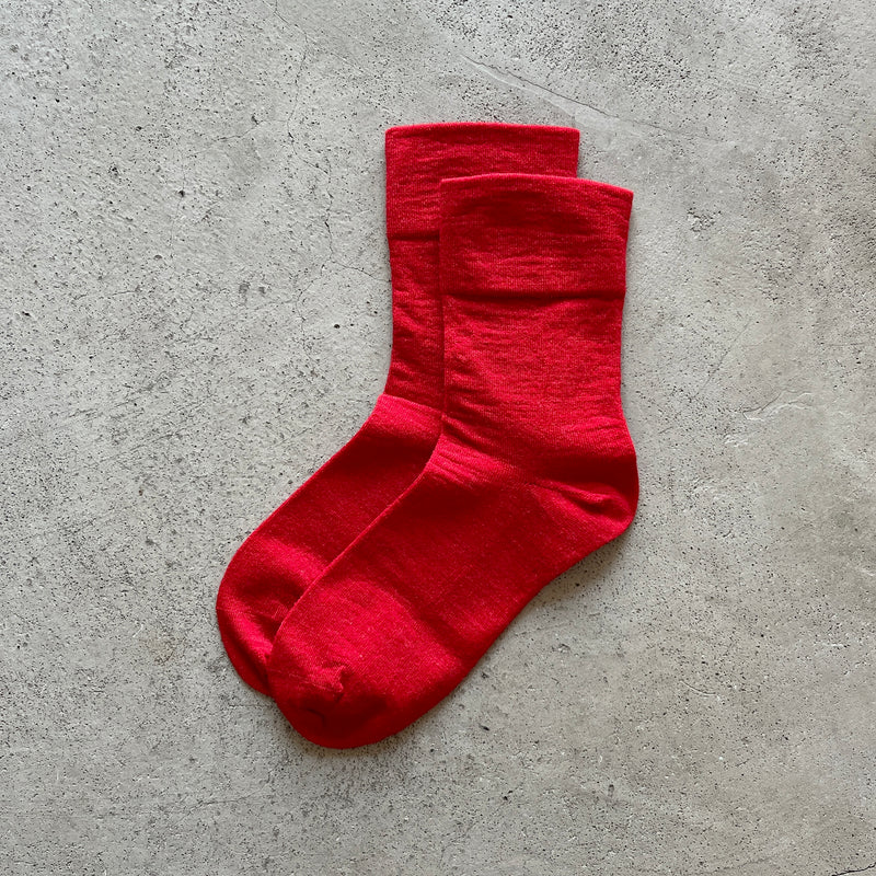 4-4019｜Wool Rubber Free Plain Socks