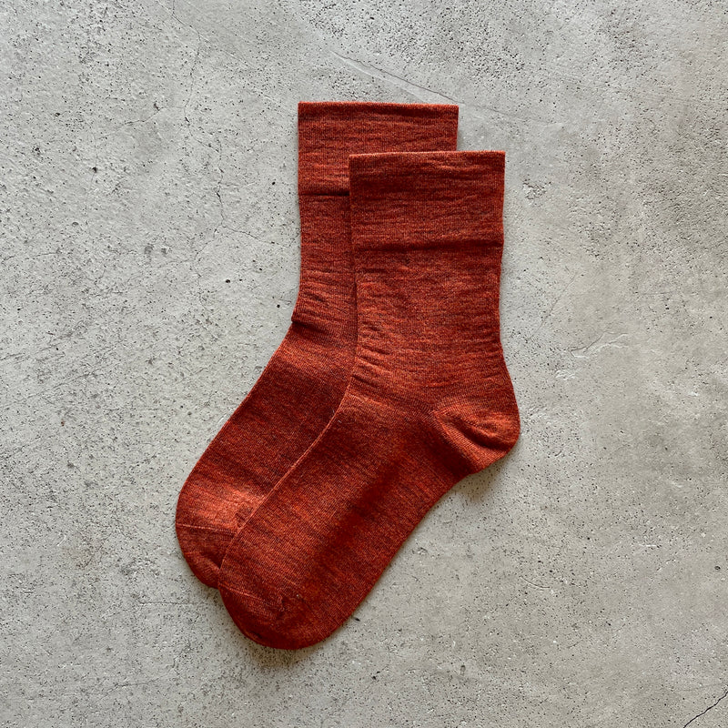 4-4019｜Wool Rubber Free Plain Socks