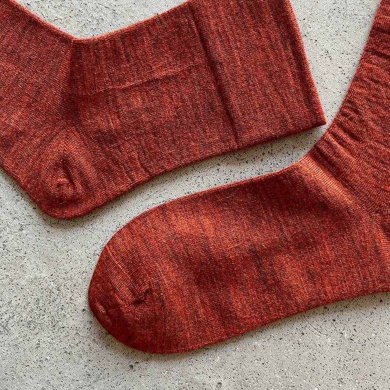 4-4019｜Wool Rubber Free Plain Socks