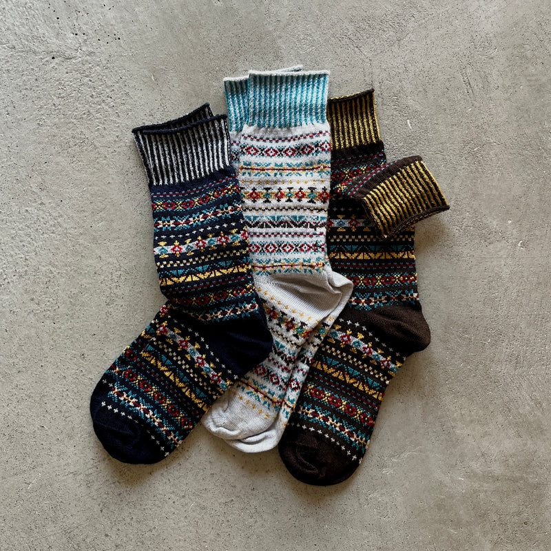 4-4022｜Wool Fair Isle Socks