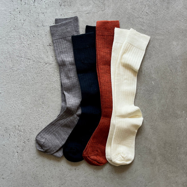 4-4020｜Wool Ribbed Knee Socks