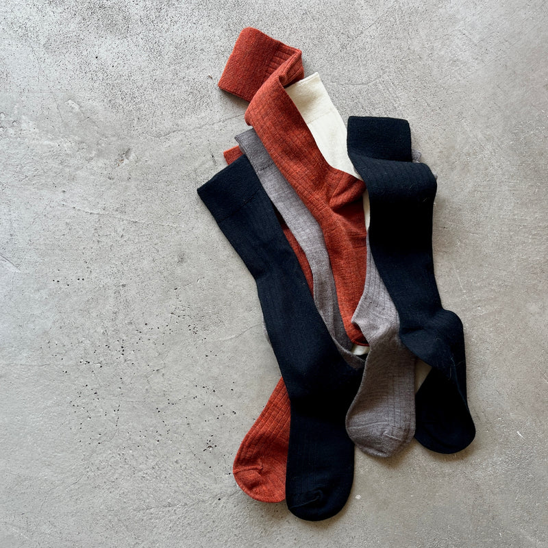 4-4020｜Wool Ribbed Knee Socks