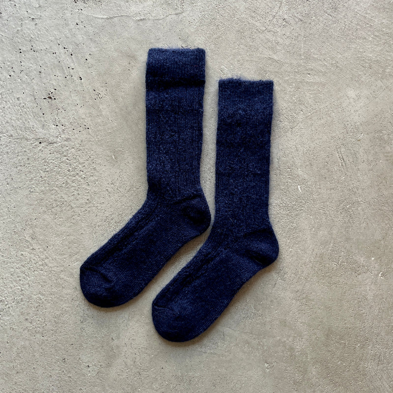 4-4025｜Mohair Wool Cable Pattern Socks