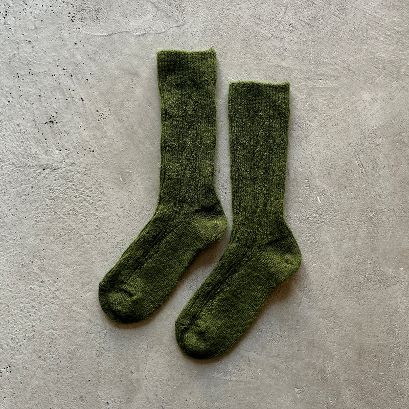 4-4025｜Mohair Wool Cable Pattern Socks