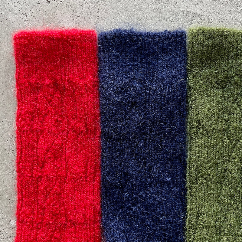 4-4025｜Mohair Wool Cable Pattern Socks