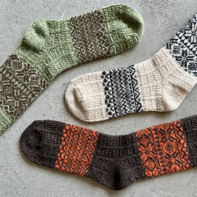 4-4028｜Wool Organic Cotton Snow Pattern Socks