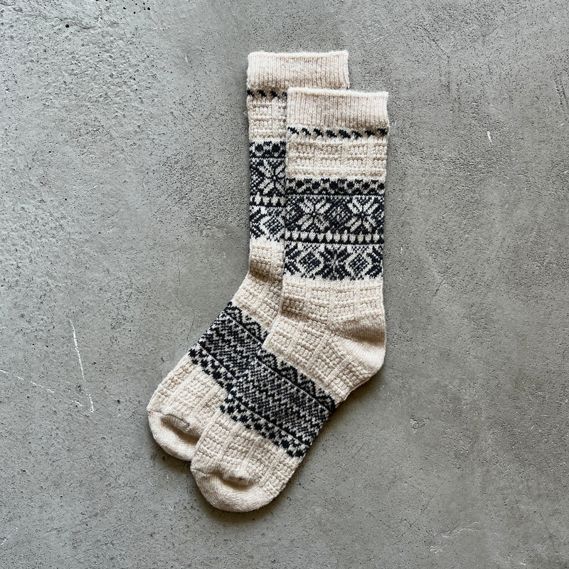 4-4028｜Wool Organic Cotton Snow Pattern Socks