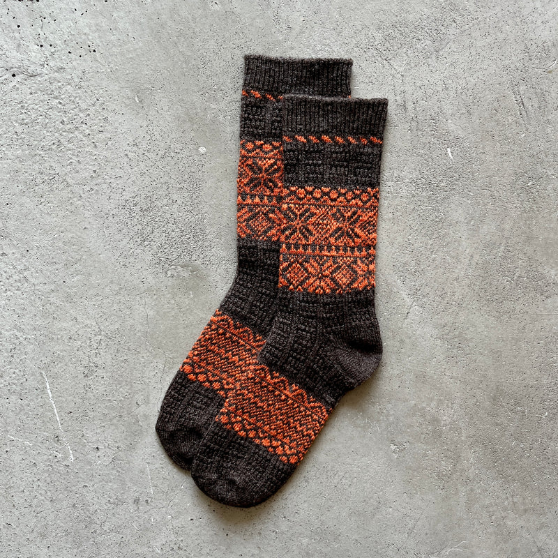 4-4028｜Wool Organic Cotton Snow Pattern Socks