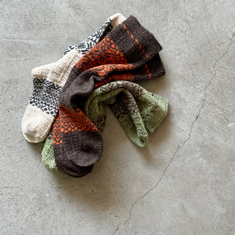 4-4028｜Wool Organic Cotton Snow Pattern Socks