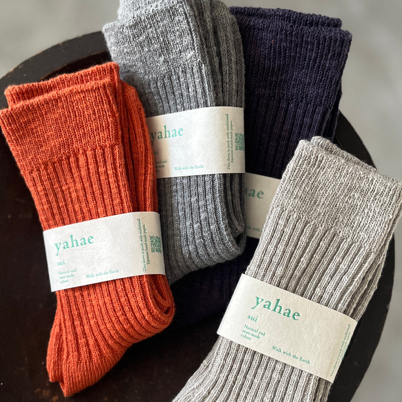 4-4016｜Organic Cotton Slab Ribbed Socks