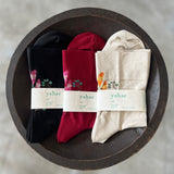 4-4014｜Organic Cotton Rubber Free Flower Socks