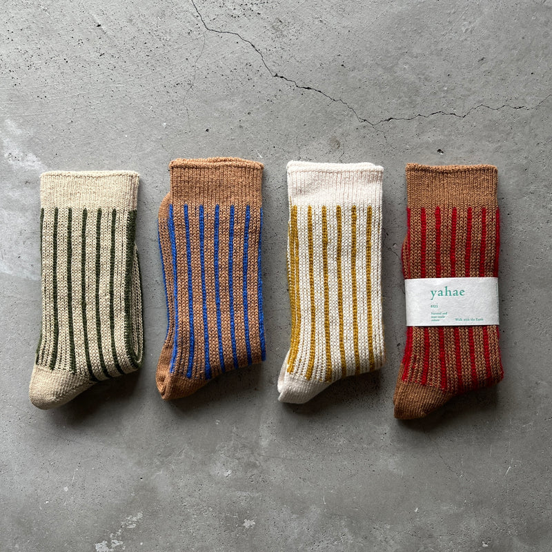 4-4023｜Organic Cotton Mohair Stripes Socks