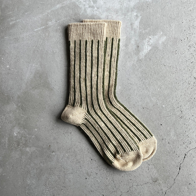 4-4023｜Organic Cotton Mohair Stripes Socks
