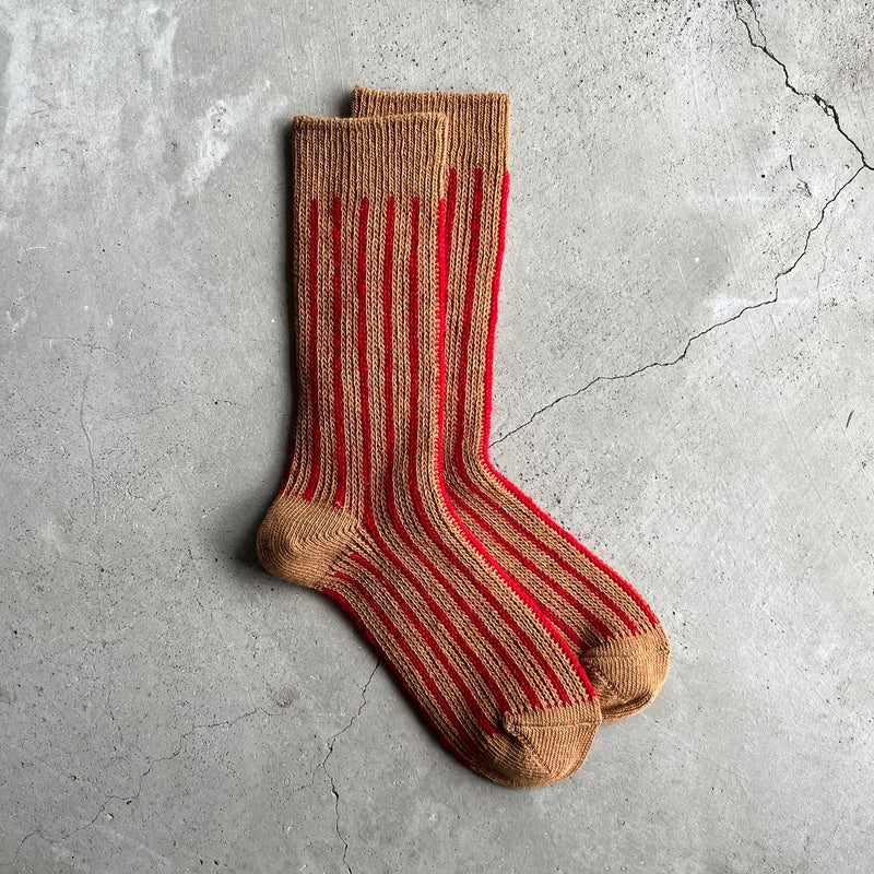 4-4023｜Organic Cotton Mohair Stripes Socks