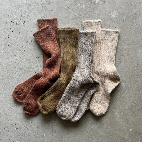 4-4026｜Alpaca Linen Ribbed Socks