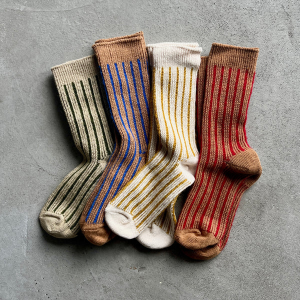 4-4023｜Organic Cotton Mohair Stripes Socks