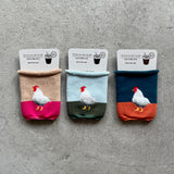 6-1010｜オーガニックコットン アイスコーヒーのくつした ニワトリ