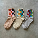 4-2016｜Organic Cotton Block Pattern Socks