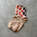 4-2016｜Organic Cotton Block Pattern Socks