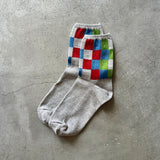 4-2016｜Organic Cotton Block Pattern Socks