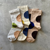 4-2015｜Organic Cotton Rubber Free Asymmetry Dot Socks