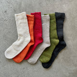 4-2002｜Organic Cotton Linen  Low Gauge Plain Socks
