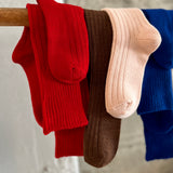 4-4032｜Wool Low-Gauge Ribbed Knee Socks