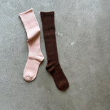 4-4032｜Wool Low-Gauge Ribbed Knee Socks