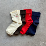 4-4034｜Wool Rubber-Free Embroidered Heart Socks