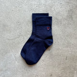 4-4034｜Wool Rubber-Free Embroidered Heart Socks