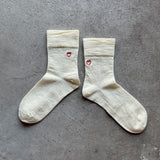 4-4034｜Wool Rubber-Free Embroidered Heart Socks