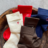 4-4034｜Wool Rubber-Free Embroidered Heart Socks