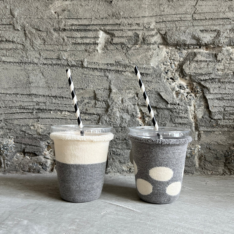 9-9009｜Organic cotton iced coffee socks, dot pattern