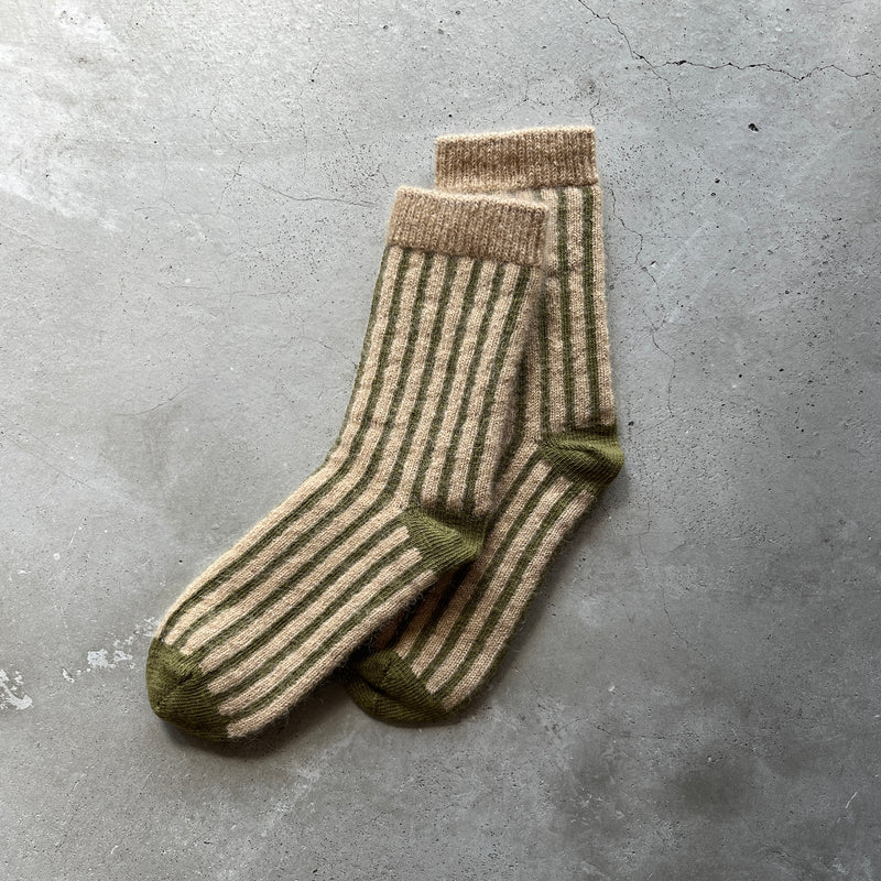 4-4005｜Organic Cotton Mohair Stripes Socks
