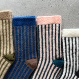 4-4005｜Organic Cotton Mohair Stripes Socks