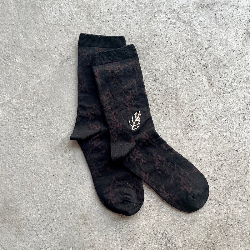4-4001｜Organic Cotton Rose Hip Pattern Socks