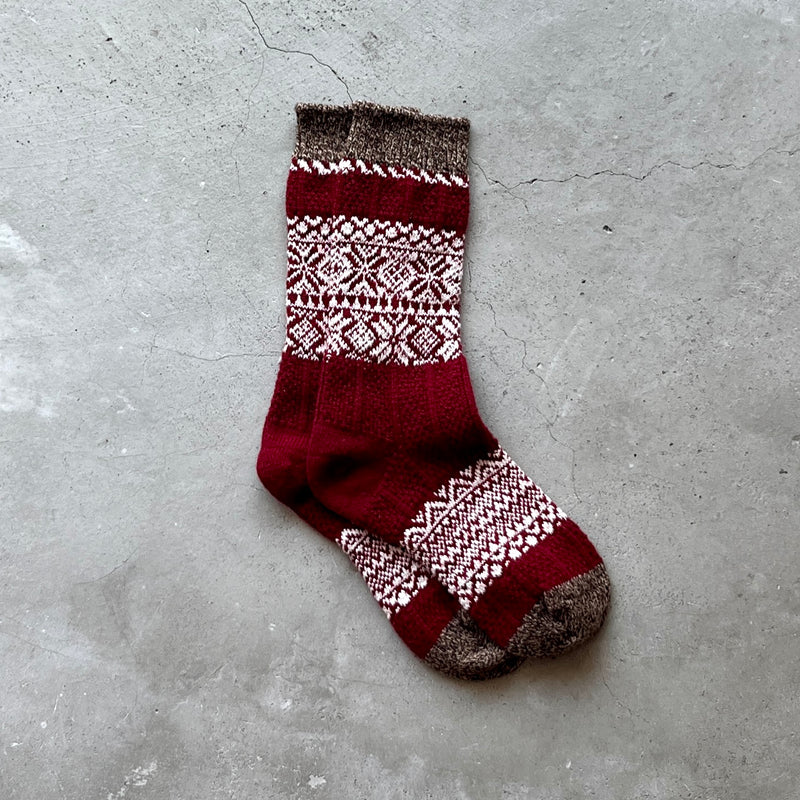 4-4011｜Wool Organic Cotton Snow Pattern Socks