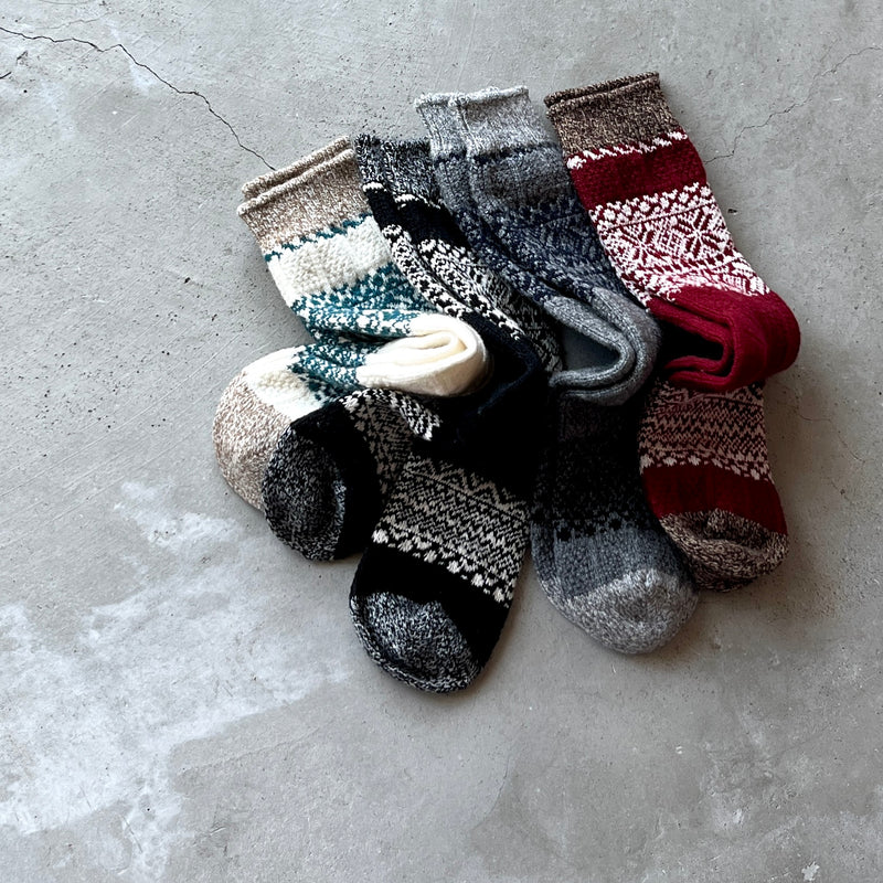 4-4011｜Wool Organic Cotton Snow Pattern Socks