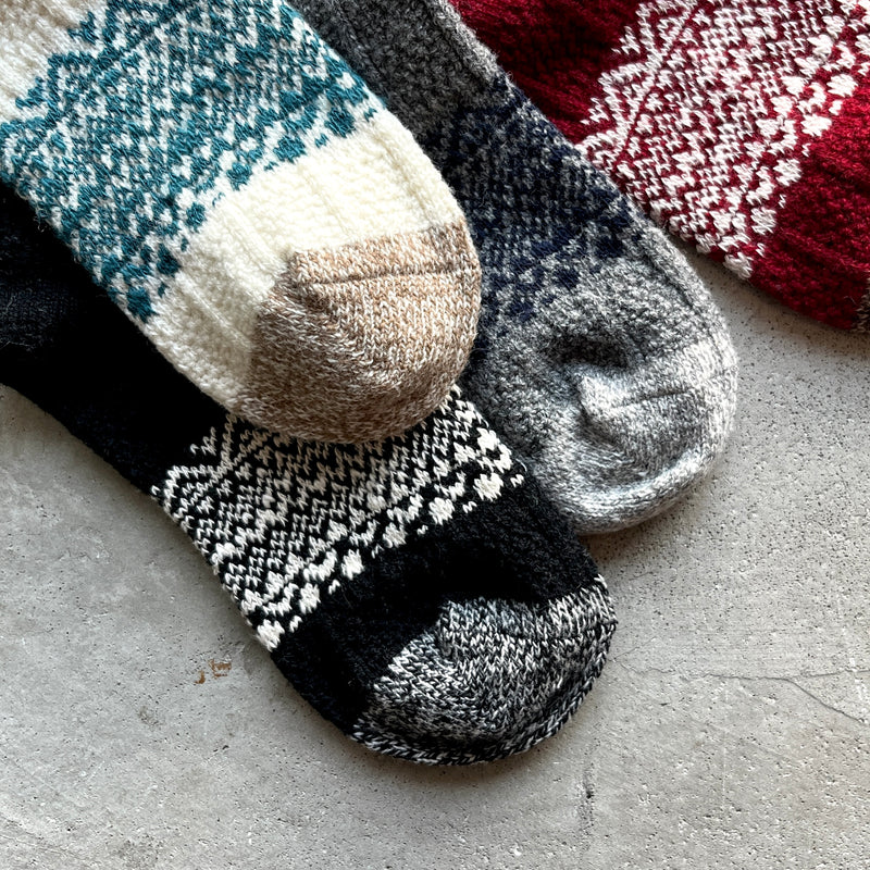 4-4011｜Wool Organic Cotton Snow Pattern Socks