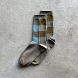 4-4009｜Organic Cotton Wool Yak Block Pattern Socks