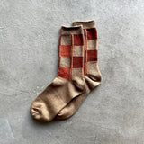 4-4009｜Organic Cotton Wool Yak Block Pattern Socks