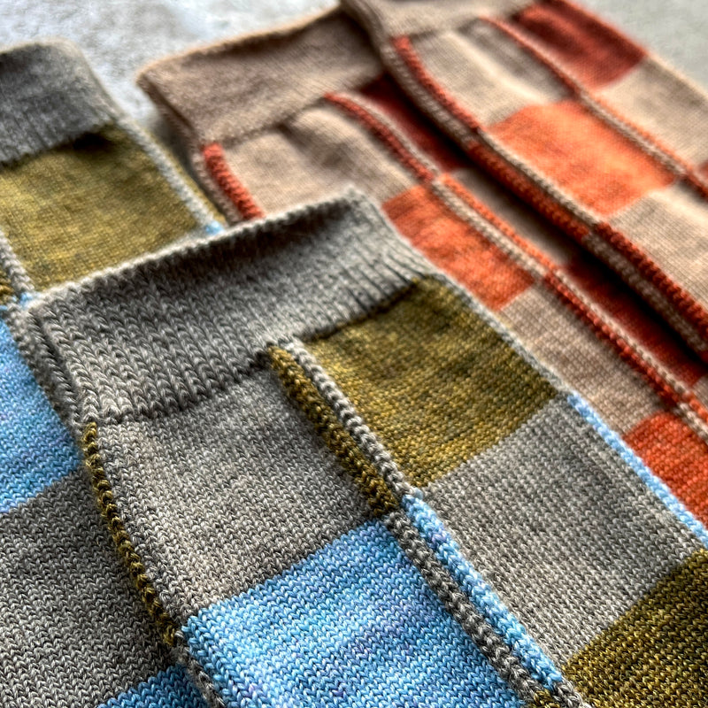 4-4009｜Organic Cotton Wool Yak Block Pattern Socks