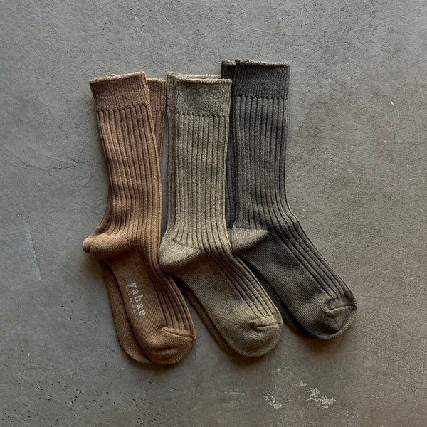 Organic Cotton Blended Yak Ribbed Socks｜7-6001