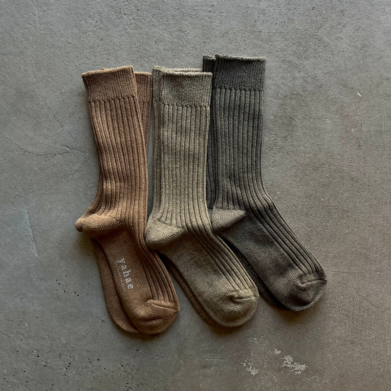 Organic Cotton Blended Yak Ribbed Socks｜7-6001