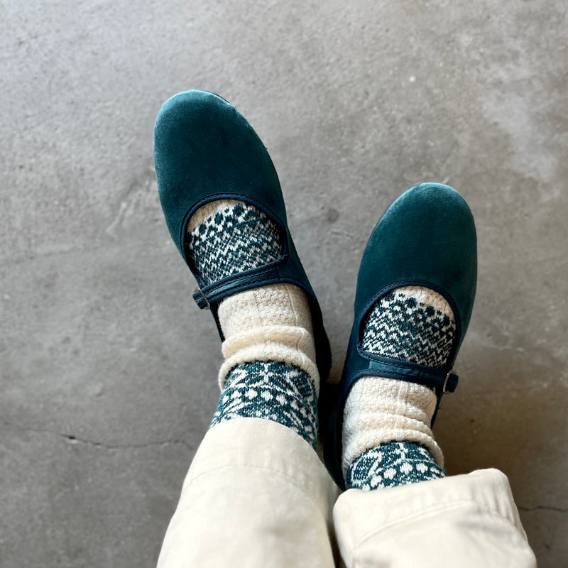 4-4011｜Wool Organic Cotton Snow Pattern Socks