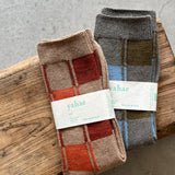 4-4009｜Organic Cotton Wool Yak Block Pattern Socks